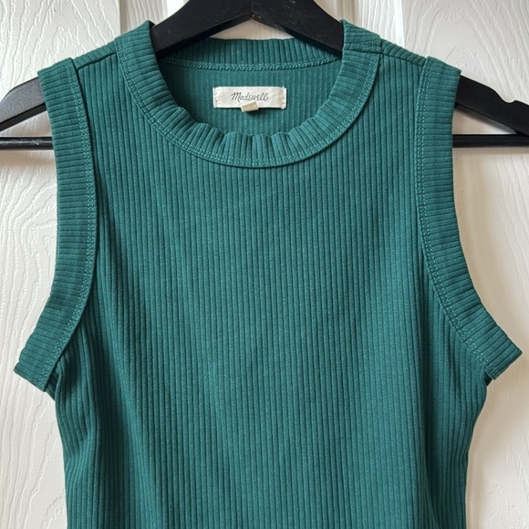 Madewell Crewneck Thong Rib Bodysuit in Sleekhold Utopian Pine Green Small - Picture 6 of 14